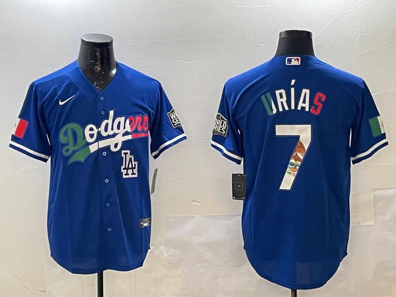 Men Los Angeles Dodgers 7 Urias Blue Fashion 2025 Nike MLB Jersey style 9